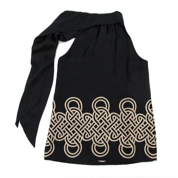 Banana Republic Silk Tie Neck Halter Top Womens Small Black Y2K Office Glam - Picture 4 of 12